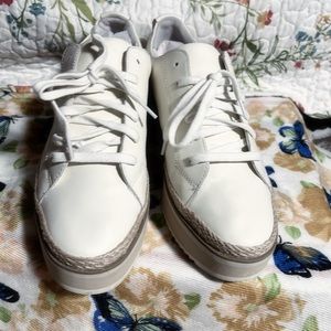 Dolce Vita White Espadrille-Trim Lace-Up Sneakers